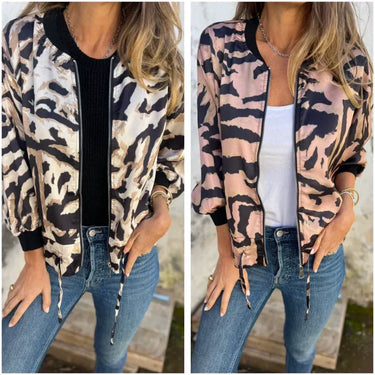💖Limited Sale 50% OFF💖Women's Fall Zebra Print Zipper Bomber Jacket